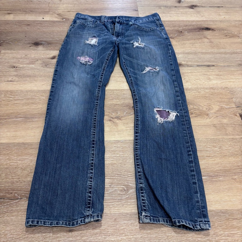 Request Premium Denim Mens Jeans 32x32 Distressed Ripped Straight Leg